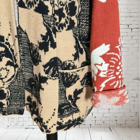 Anthropologie Lola Cardigan Sweater Sz XS/S Oversized Black Multi Floral Boho - Picture 7 of 14